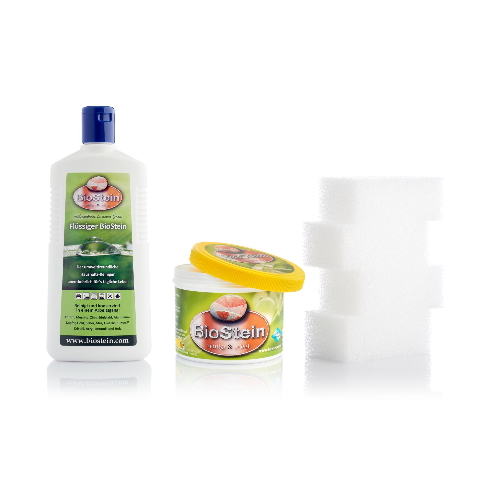 BioStein Gespann - 850 g Dose und flüssig in 480 ml Flasche